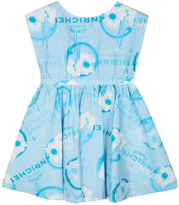 Iceberg KIDS - Light turquoise dress for girls with pattern Blauw