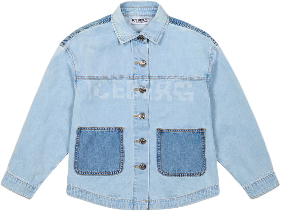 Iceberg KIDS - Indigo denim jacket for girls with pockets Blauw