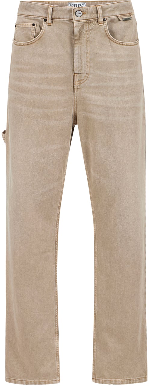 Iceberg Beige carpenter pants with 5-pockets in bull denim Beige