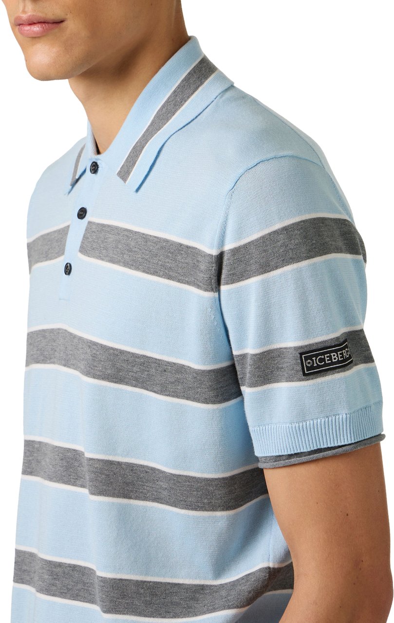 Iceberg Regular fit multicolored striped cotton polo shirt Divers