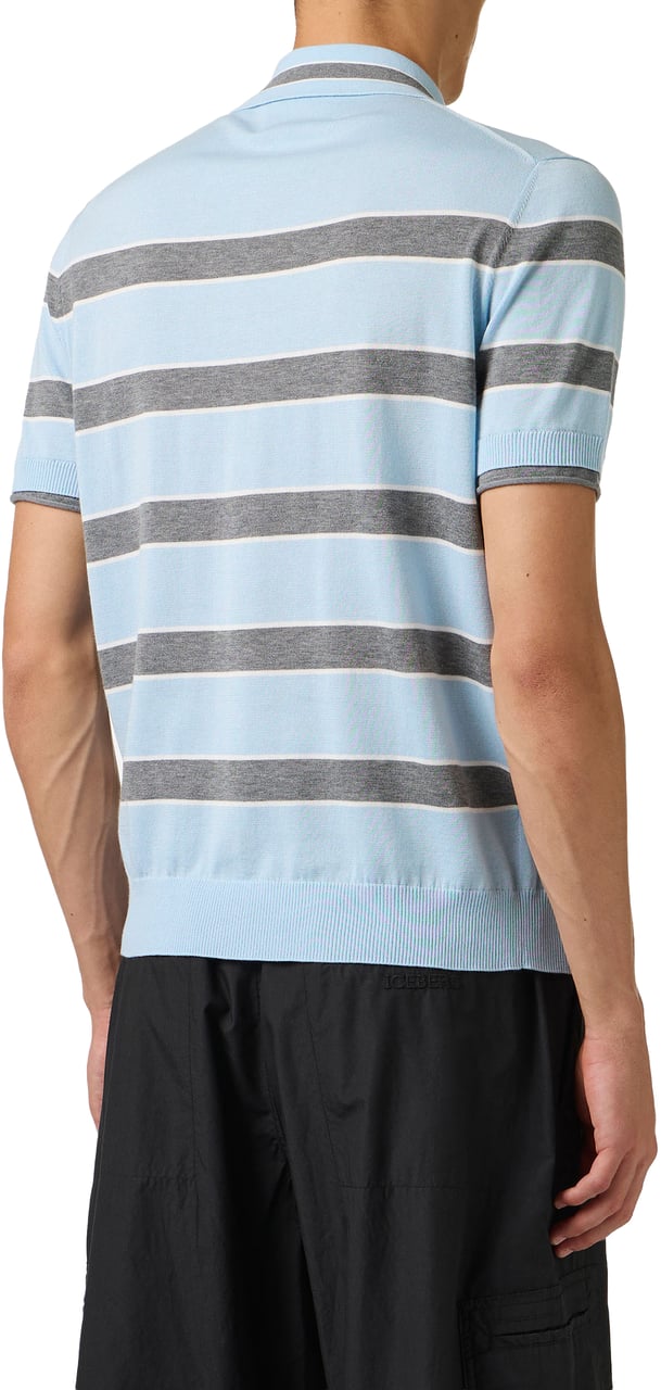 Iceberg Regular fit multicolored striped cotton polo shirt Divers