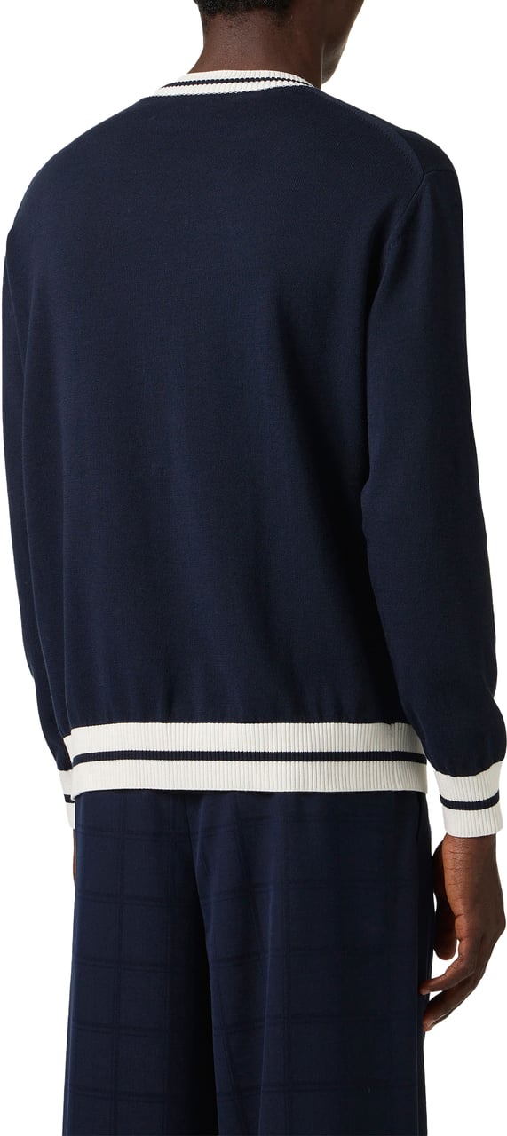 Iceberg Classic blue cotton crew neck sweater with dragon inlay Blauw