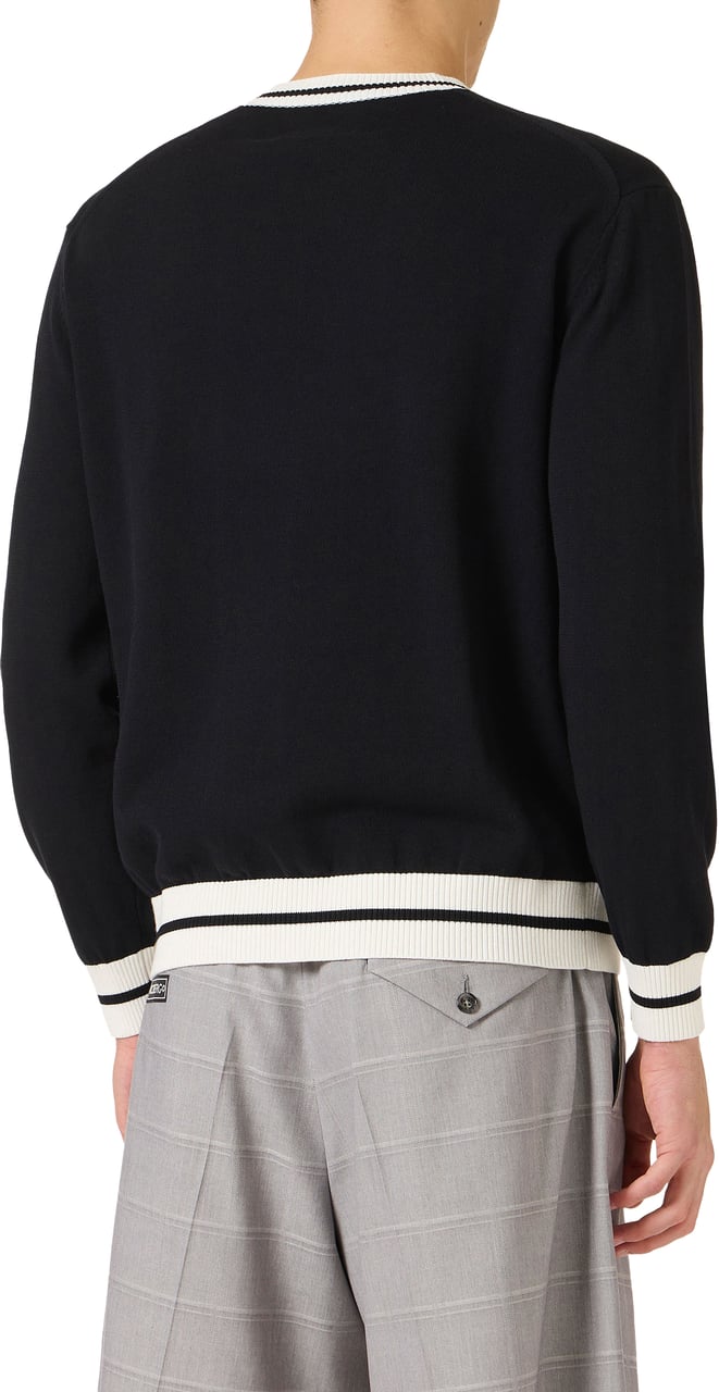 Iceberg Black cotton crew neck sweater with dragon inlay Zwart