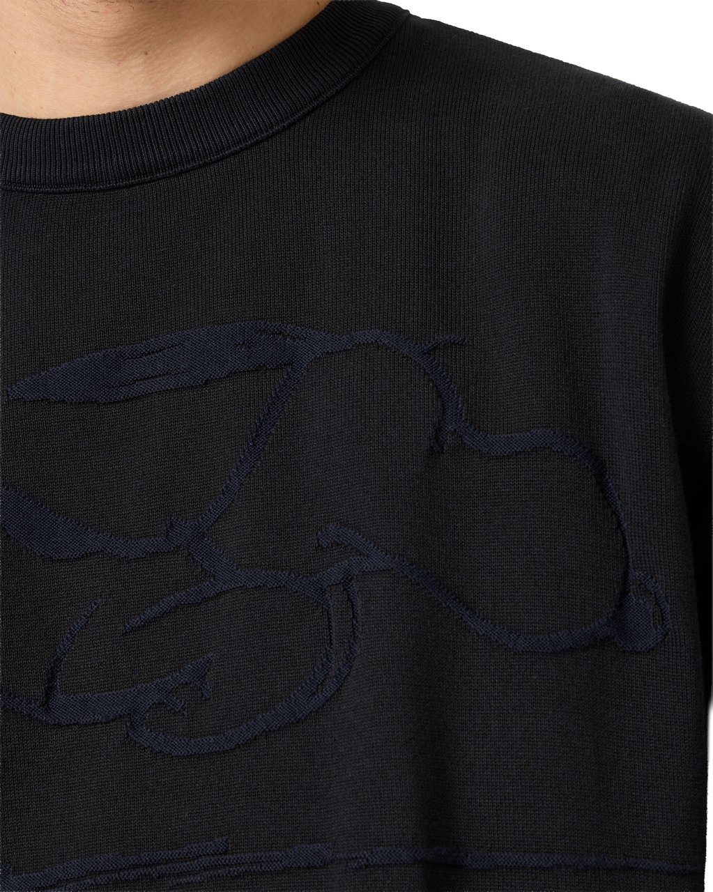 Iceberg Black cotton crew neck sweater with a Peanuts design Zwart