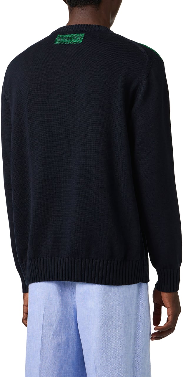 Iceberg Classic blue cotton crew neck sweater with a Peanuts inlay Blauw