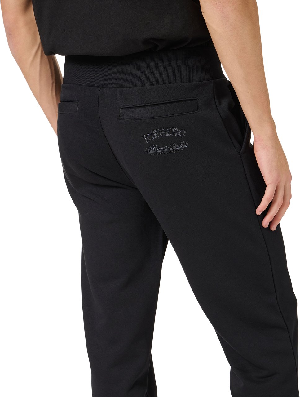 Iceberg Regular fit black cotton fleece jogging pants Zwart