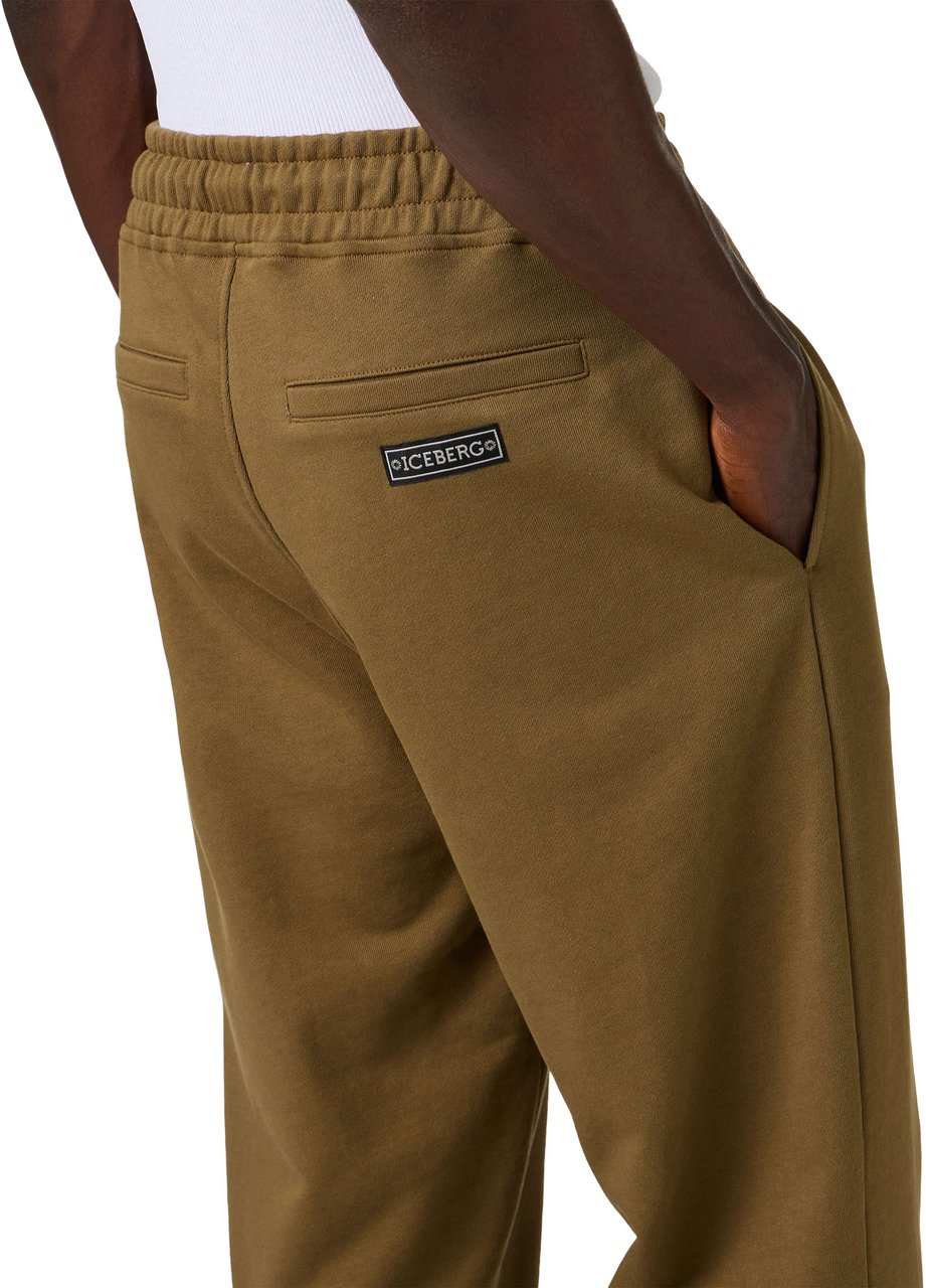 Iceberg Comfort fit khaki cotton fleece jogging pants Groen