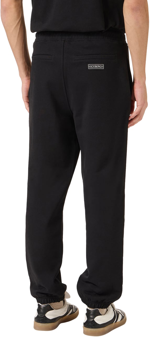 Iceberg Comfort fit black cotton fleece jogging pants Zwart