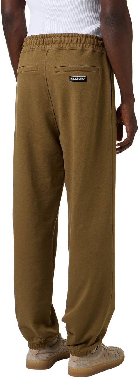 Iceberg Comfort fit khaki cotton fleece jogging pants Groen
