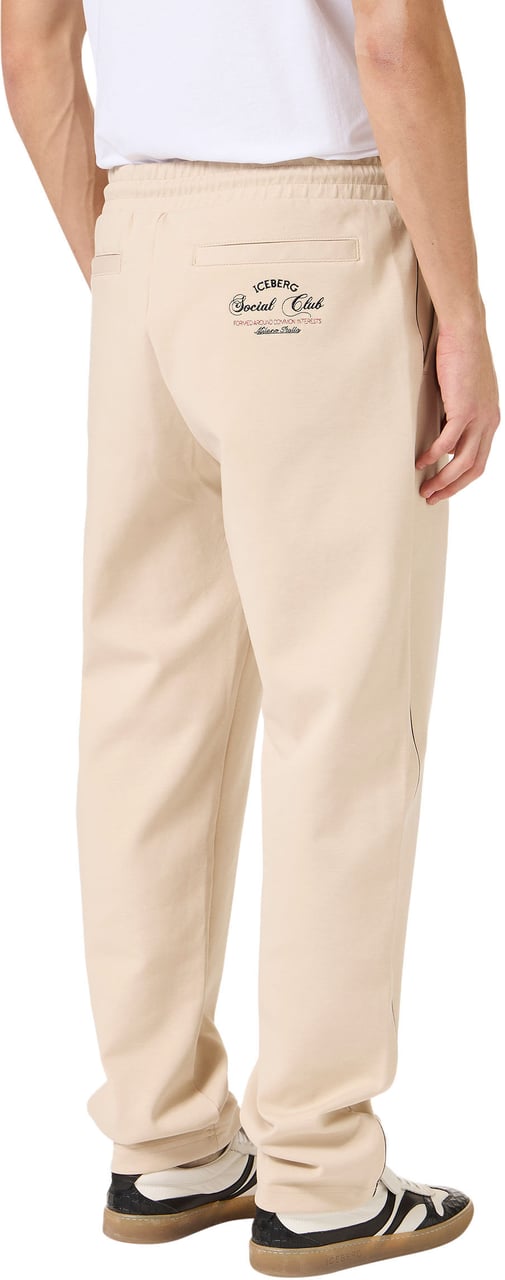 Iceberg Beige straight leg scuba fleece pants with contrasting band Beige