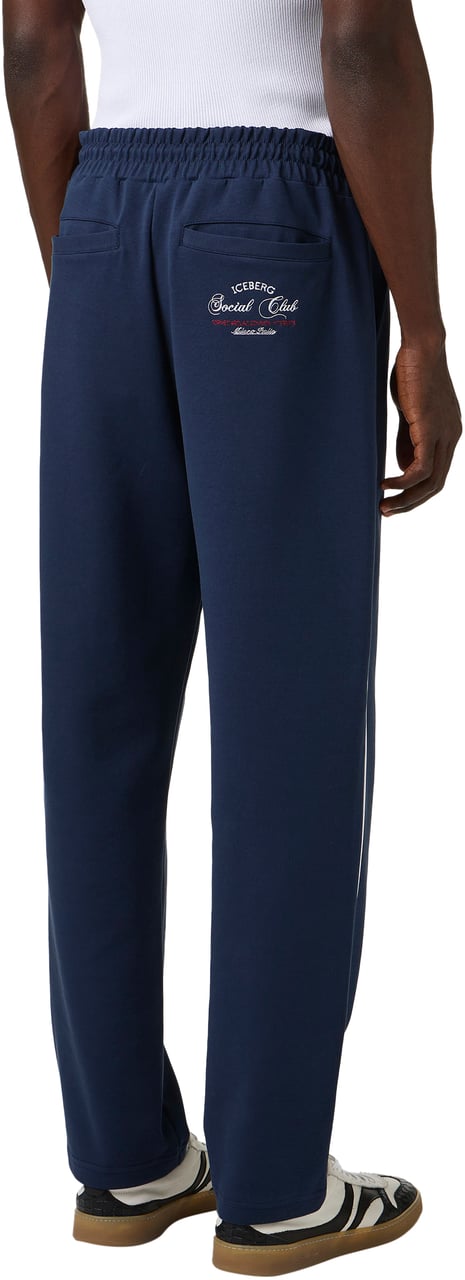 Iceberg Blue straight leg scuba fleece pants with contrasting band Blauw