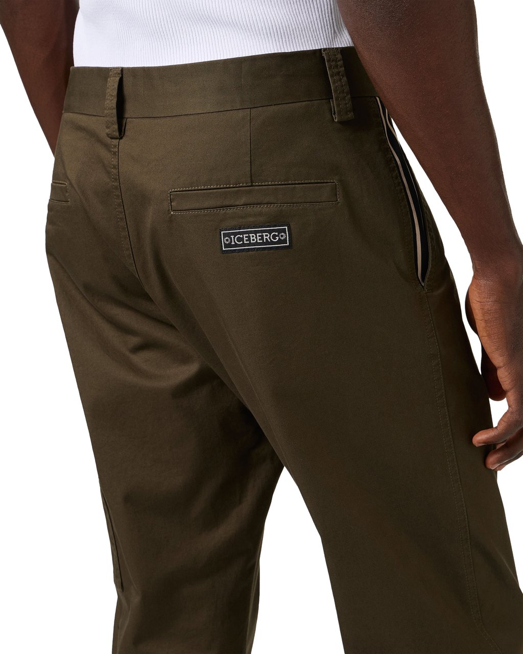 Iceberg Dark military green regular fit pants in stretch gabardine Groen