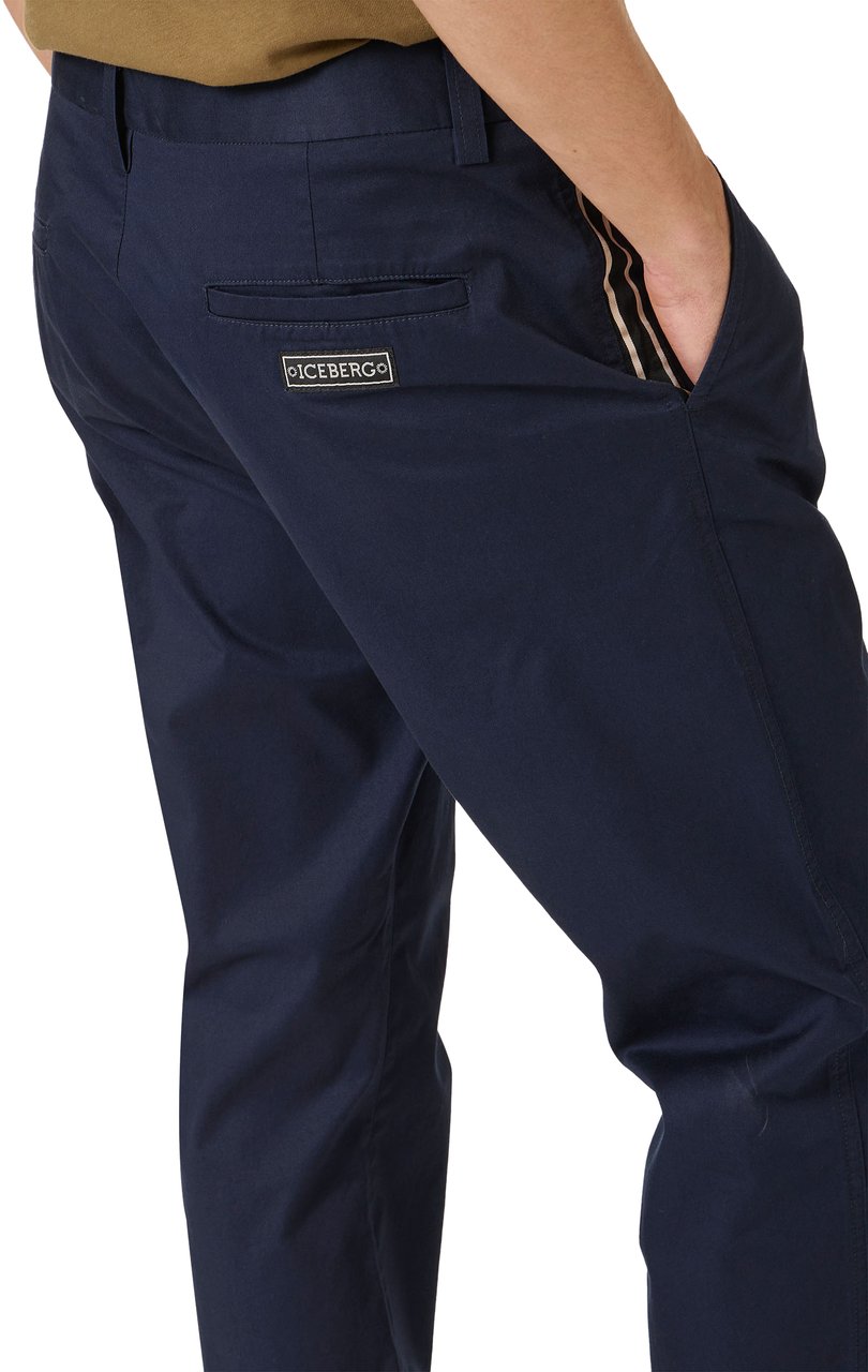 Iceberg Regular fit dark blue pants in stretch gabardine Blauw