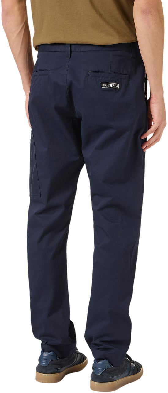 Iceberg Regular fit dark blue pants in stretch gabardine Blauw