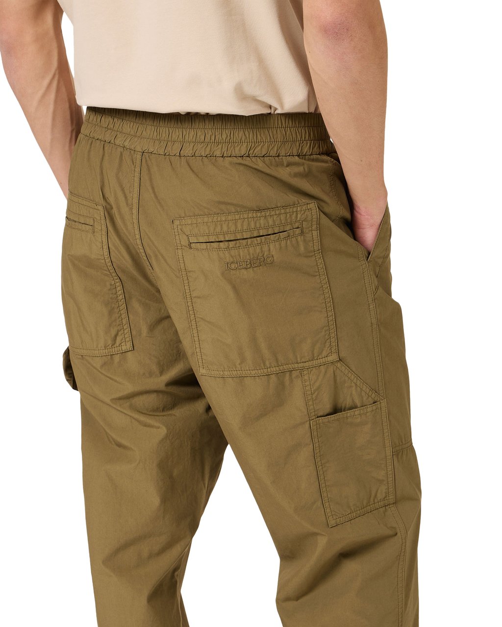 Iceberg Khaki cargo pants in a garment-dyed parachute fabric Groen