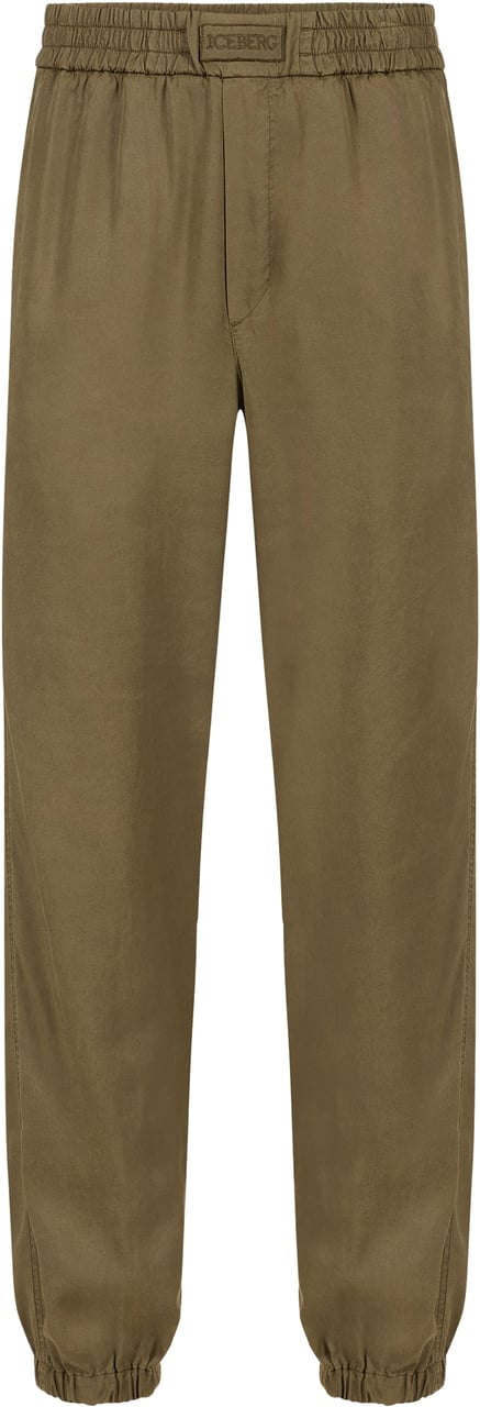 Iceberg Khaki new fit pants in technical fabric with elastic waistband Groen