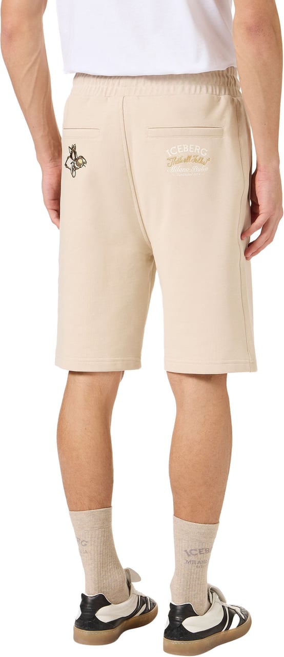 Iceberg Slim fit beige cotton jersey Bermuda shorts Beige