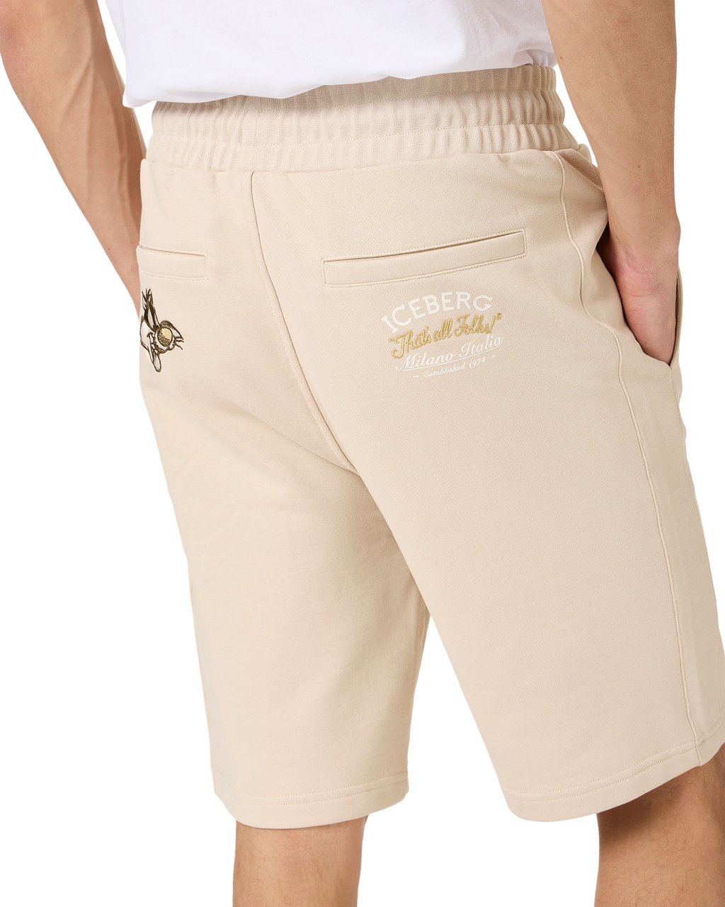 Iceberg Slim fit beige cotton jersey Bermuda shorts Beige