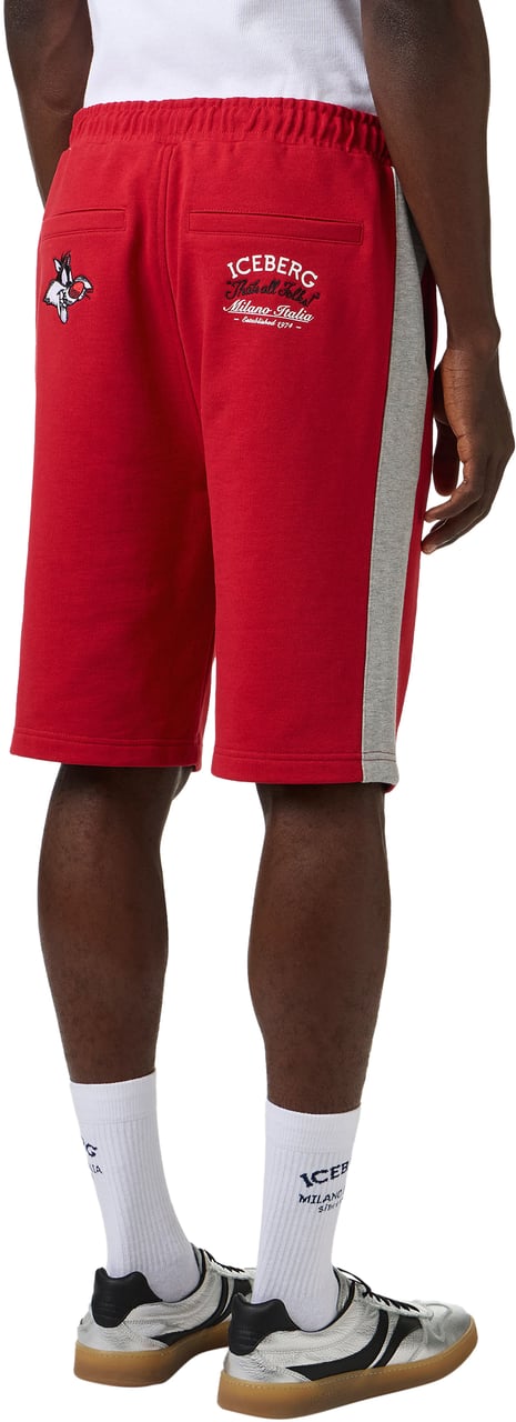 Iceberg Red and gray slim fit cotton jersey Bermuda shorts Divers