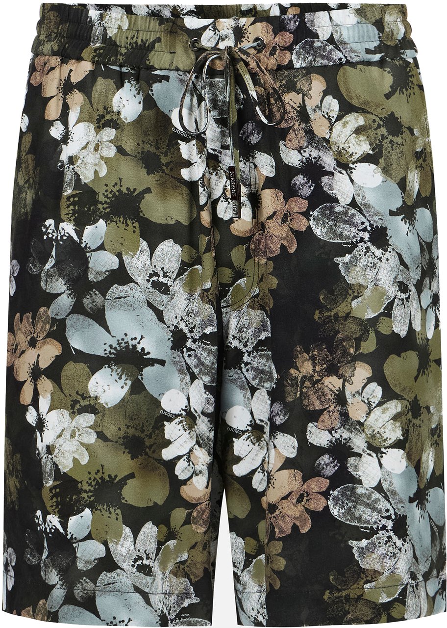 Iceberg Regular fit Bermuda shorts with a pattern on a red background, made from viscose Divers