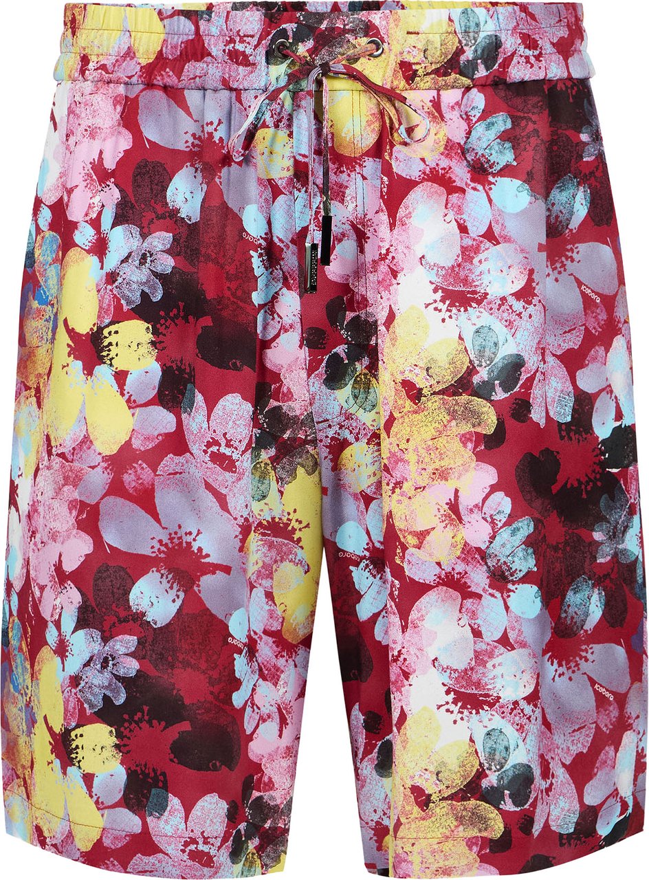 Iceberg Regular fit Bermuda shorts with a pattern on a red background, made from viscose Divers