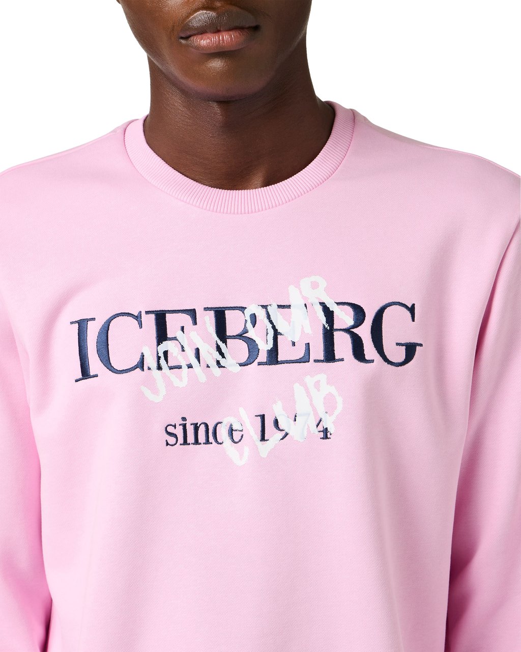 Iceberg Pink slim fit crew neck sweatshirt, made from a fleece fabric Roze