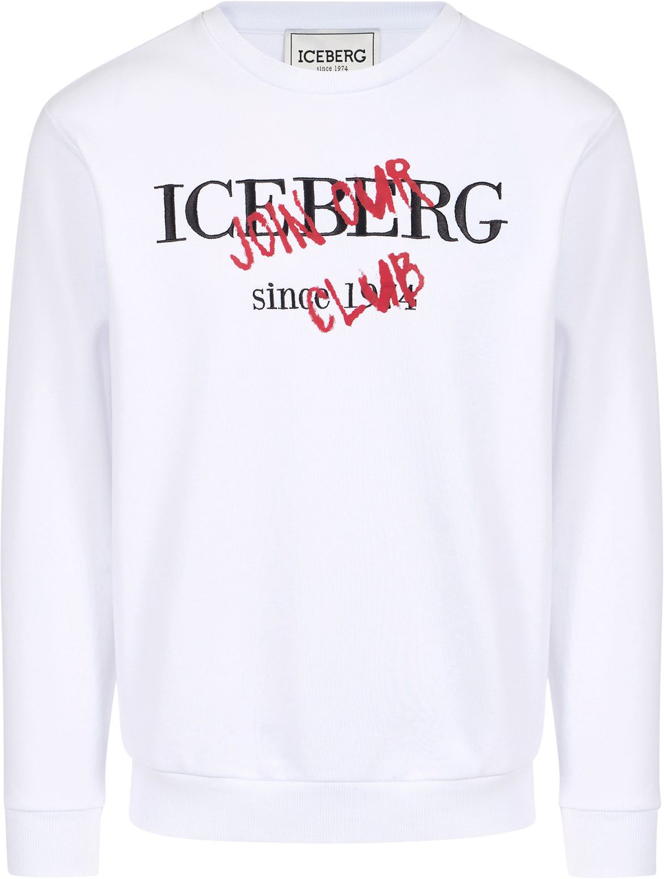 Iceberg Slim fit crew neck sweatshirt in optic white, made from a fleece fabric Wit