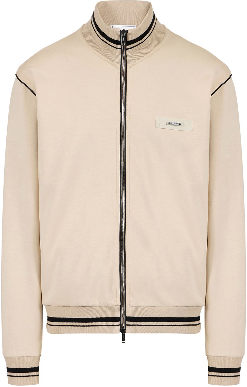 Iceberg Beige slim fit sweatshirt featuring a high collar, crafted from a cotton blend scuba fabric Beige