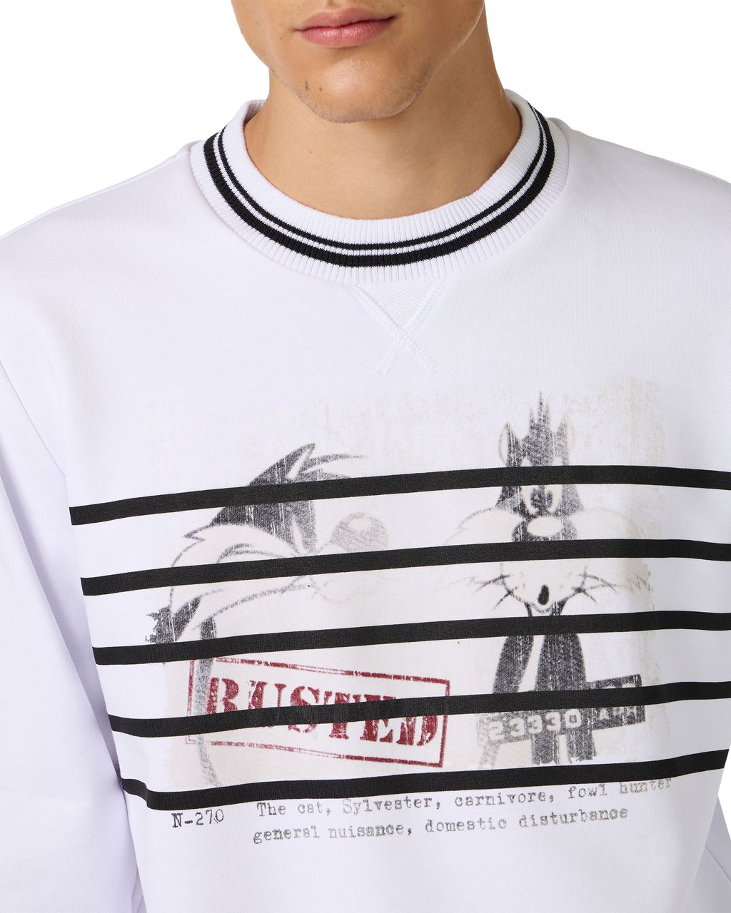 Iceberg Optic white regular fit sweatshirt in cotton fleece blend with Looney Tunes print Wit