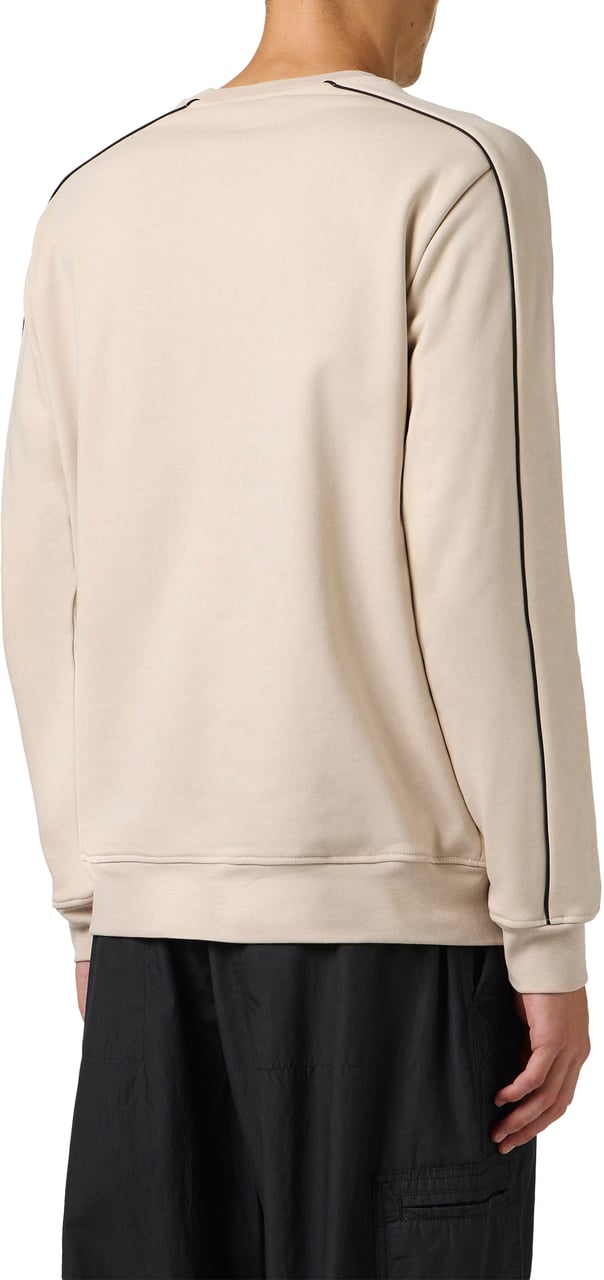 Iceberg Beige crew neck sweatshirt in diagonal cotton fabric, featuring the Iceberg Social Club print Beige