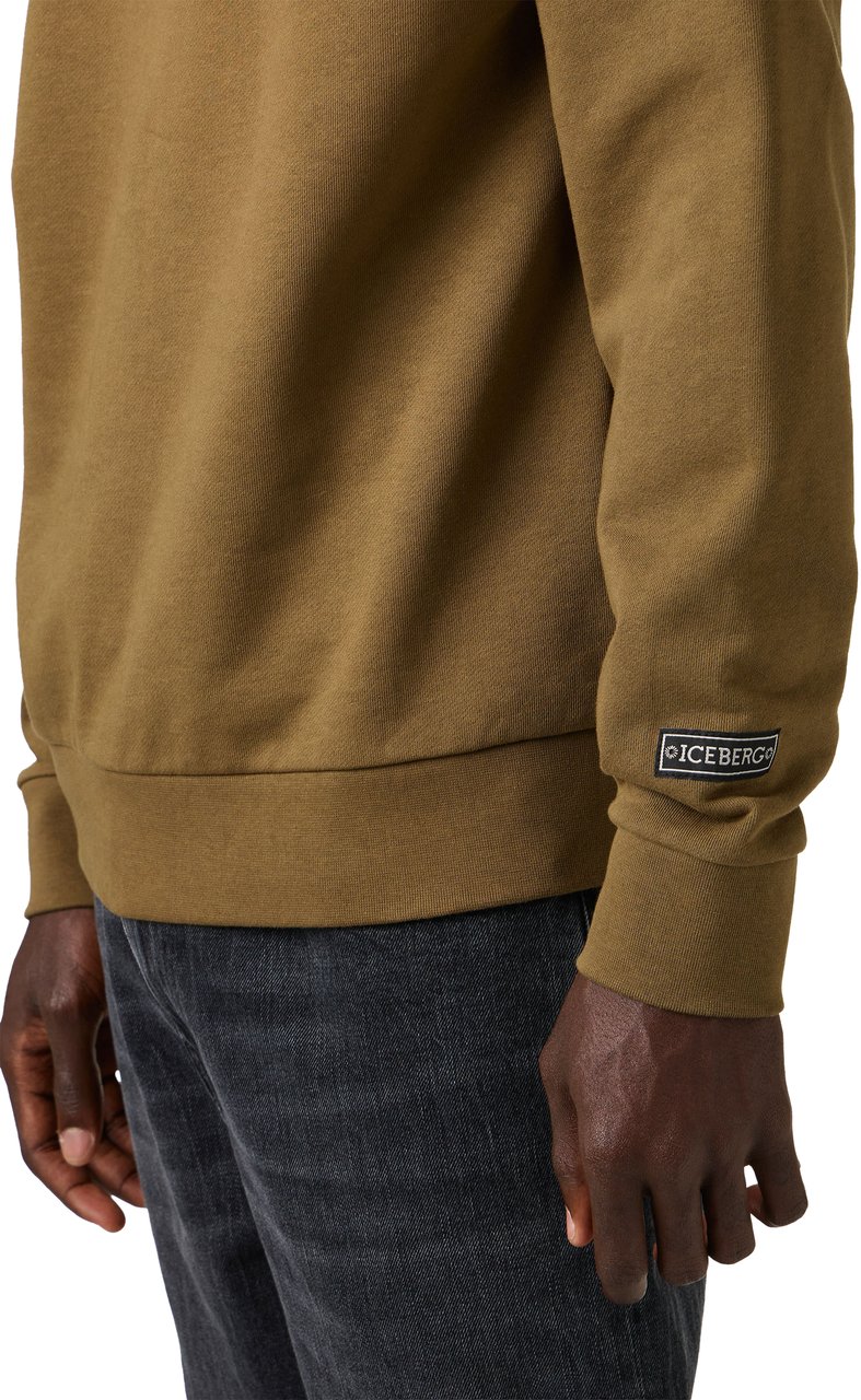 Iceberg Khaki regular fit crew neck sweatshirt crafted from cotton, adorned with the Dino print Groen