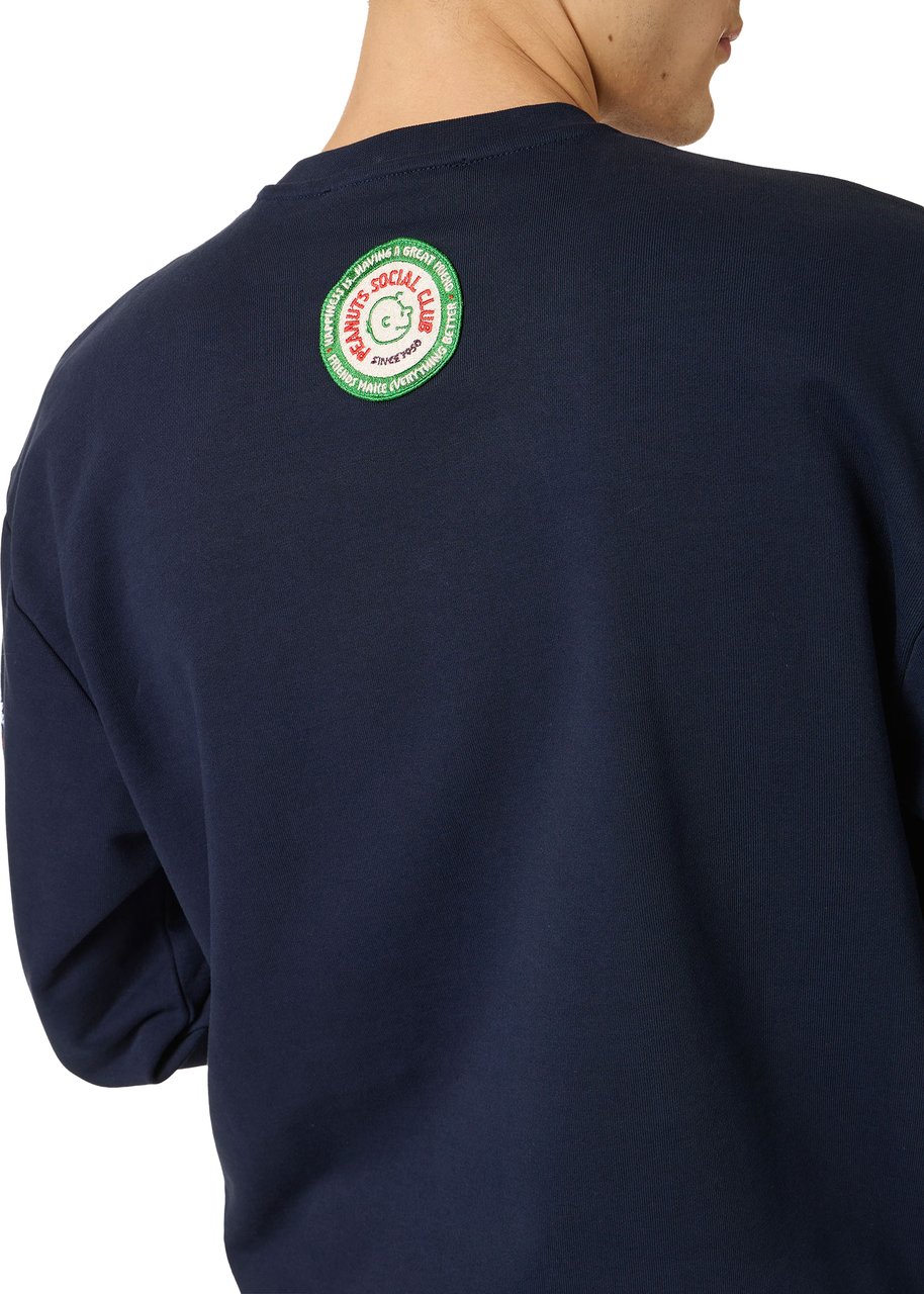 Iceberg Regular fit blue cotton fleece crew neck sweatshirt, adorned with the Peanuts design Blauw