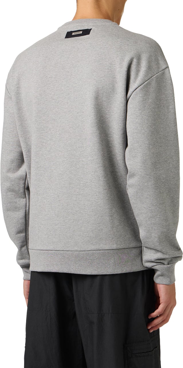 Iceberg Light gray melange regular fit crew neck sweatshirt in sustainable cotton fleece, with bear appliqué Grijs