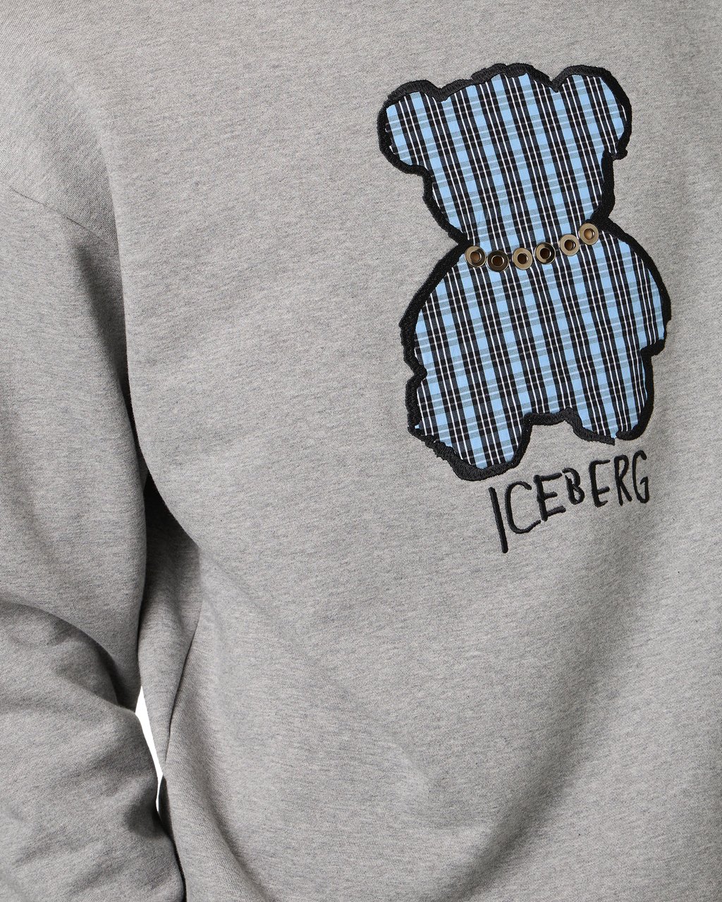 Iceberg Light gray melange regular fit crew neck sweatshirt in sustainable cotton fleece, with bear appliqué Grijs