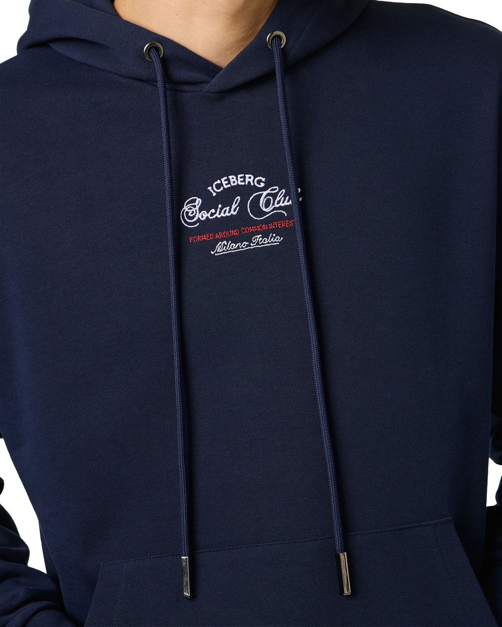 Iceberg Regular fit blue cotton fleece crew neck sweatshirt Blauw