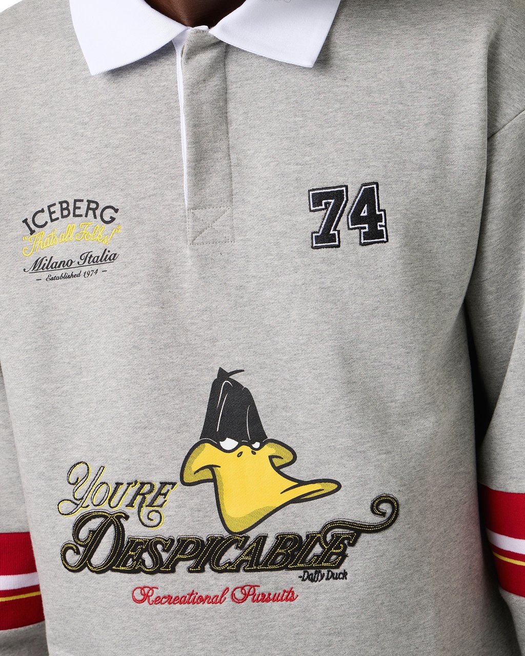 Iceberg Light gray melange rugby fit cotton sweatshirt featuring Looney Tunes Grijs