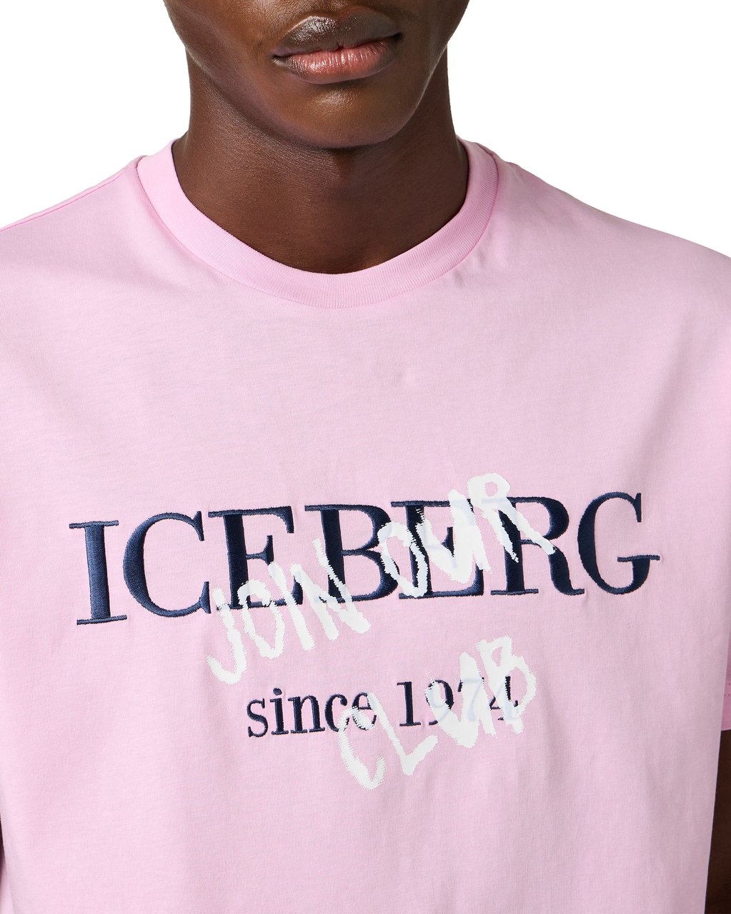 Iceberg Slim fit pink cotton jersey T-shirt with logo print Roze
