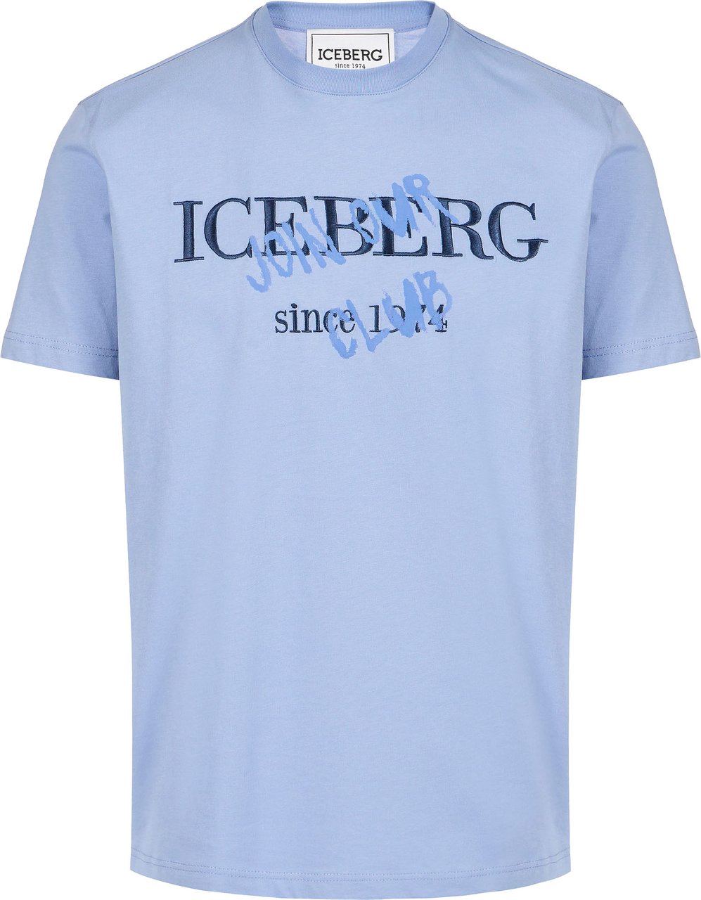 Iceberg Slim fit powder blue cotton jersey T-shirt with logo print Blauw