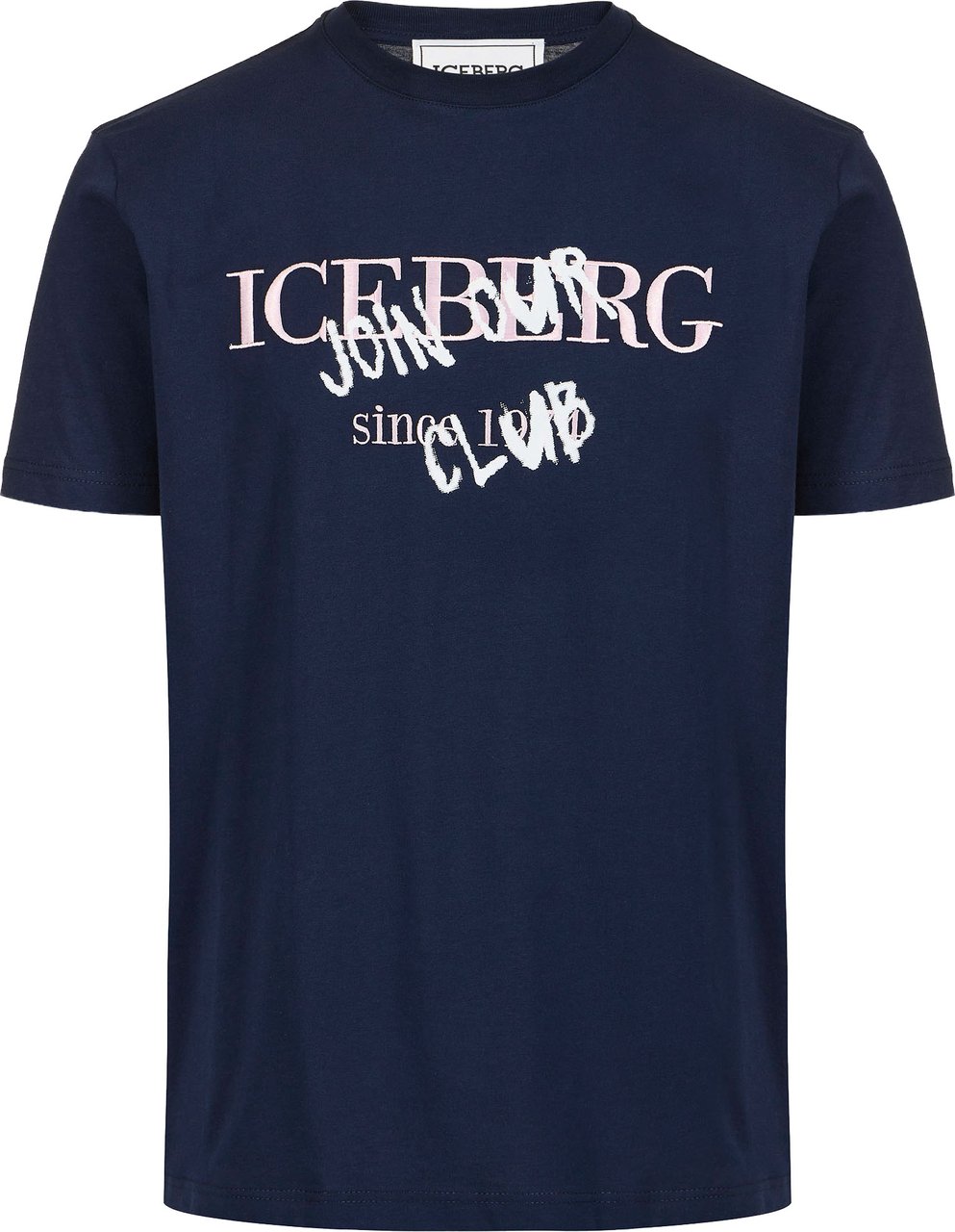 Iceberg Slim fit blue cotton jersey T-shirt with logo print Blauw