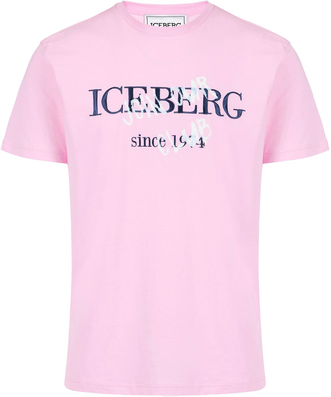 Iceberg Slim fit pink cotton jersey T-shirt with logo print Roze