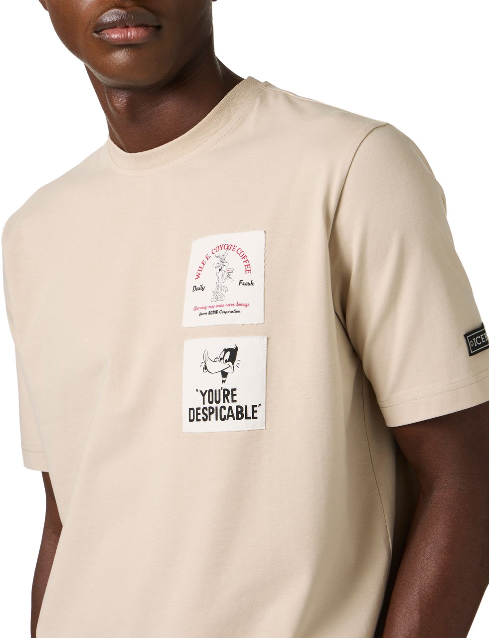 Iceberg Slim fit beige cotton jersey T-shirt with Looney Tunes print Beige