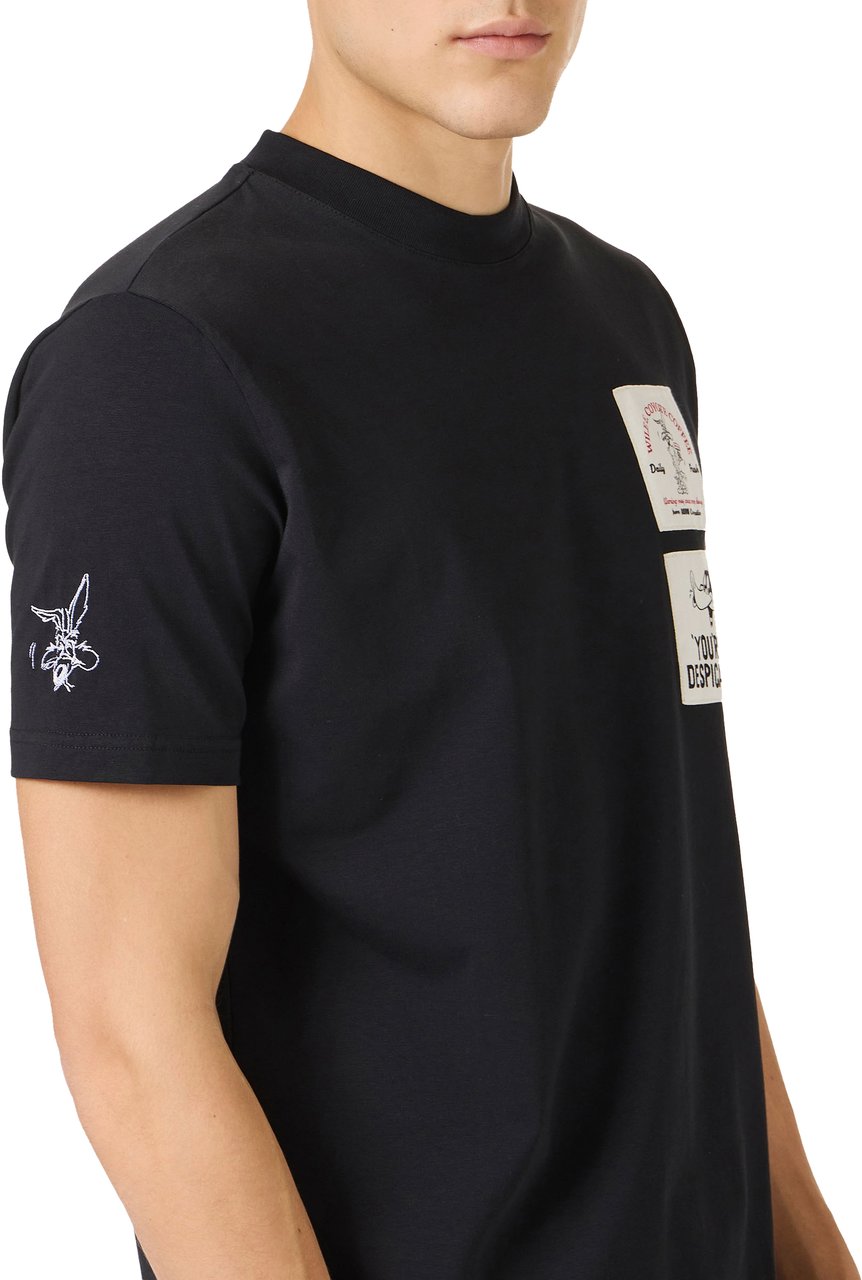 Iceberg Slim fit black cotton jersey T-shirt with Looney Tunes print Zwart