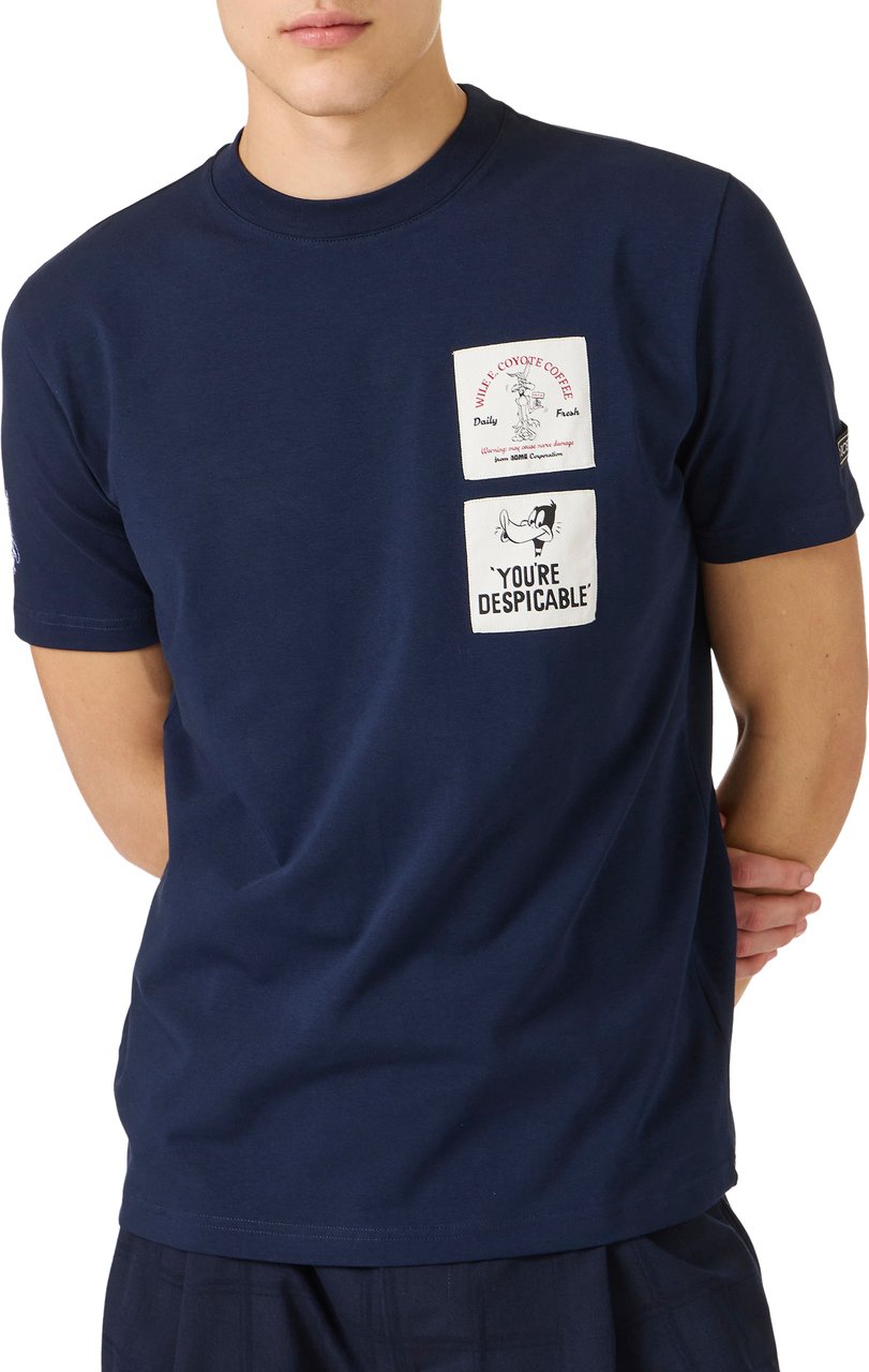 Iceberg Slim fit blue cotton jersey T-shirt with logo print Blauw