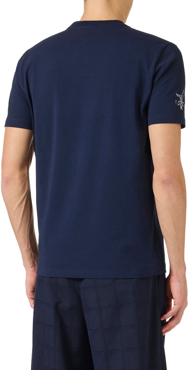 Iceberg Slim fit blue cotton jersey T-shirt with logo print Blauw