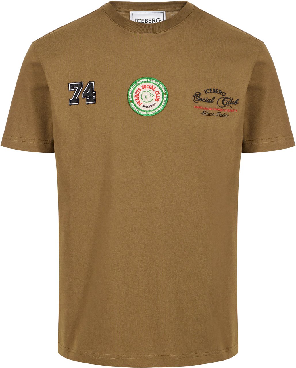 Iceberg Slim fit khaki cotton jersey T-shirt Groen