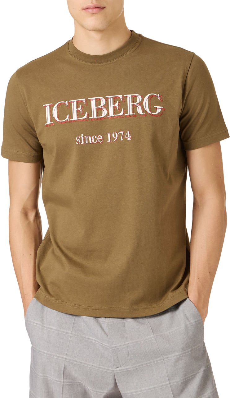 Iceberg Khaki oversized T-shirt in cotton jersey, featuring the Iceberg logo embroidery Groen