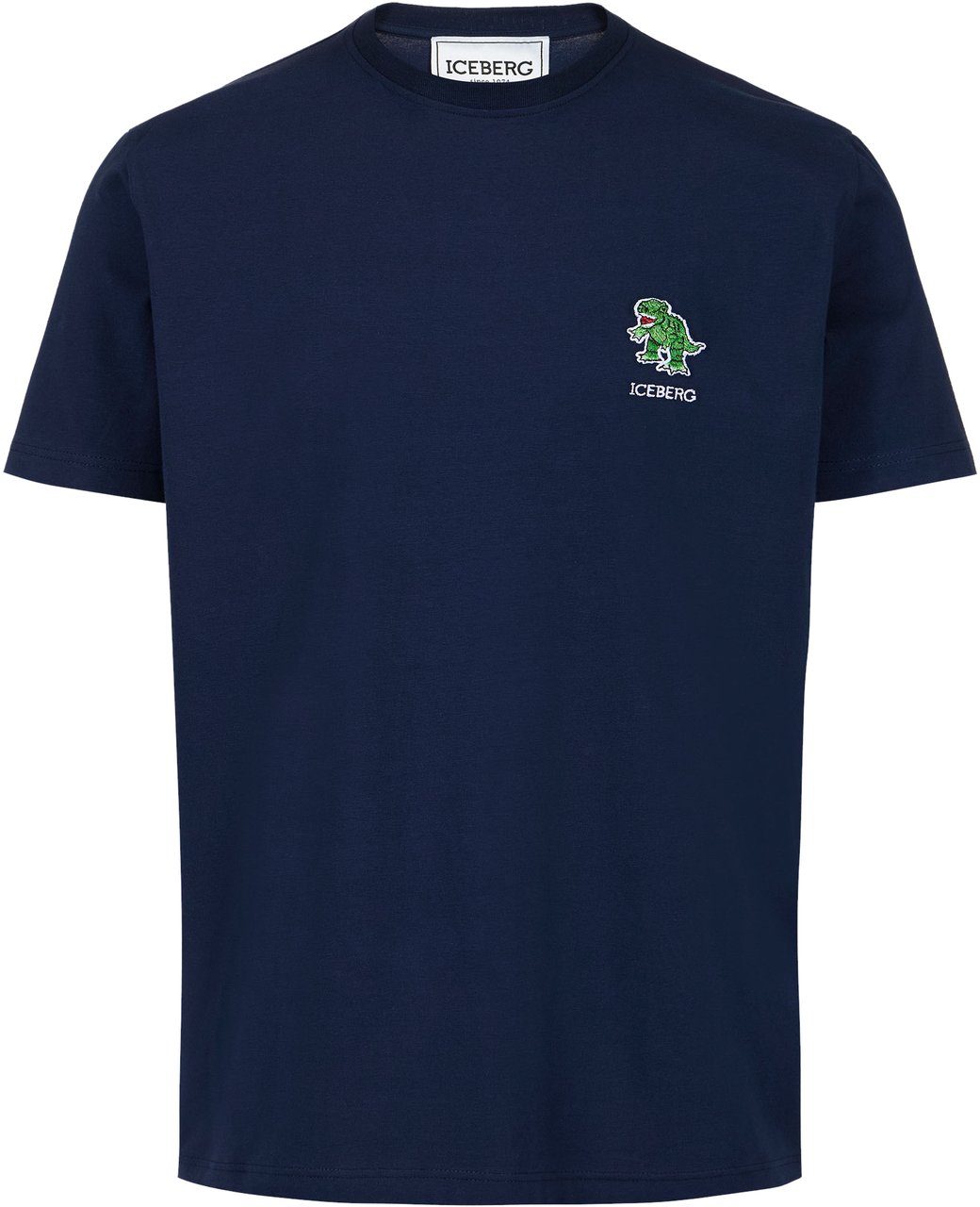 Iceberg Slim fit stretch blue cotton jersey T-shirt with dinosaur patch Blauw
