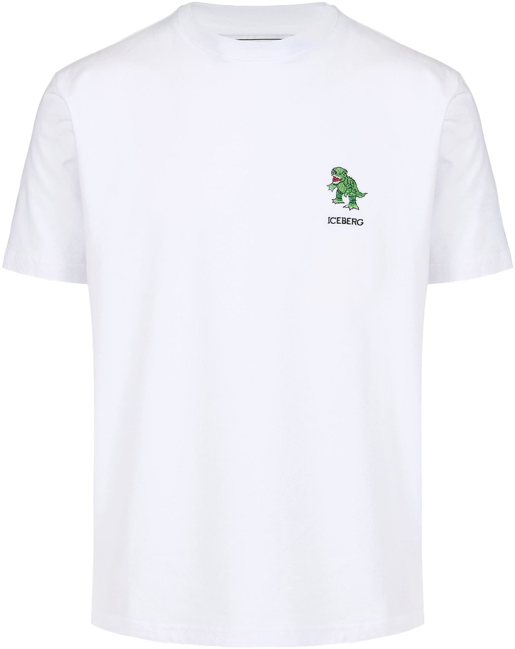 Iceberg Slim fit stretch optic white cotton jersey T-shirt with dinosaur patch Wit