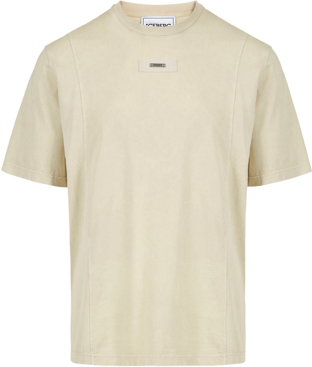 Iceberg Regular fit beige T-shirt in cotton jersey with branded plaque Beige