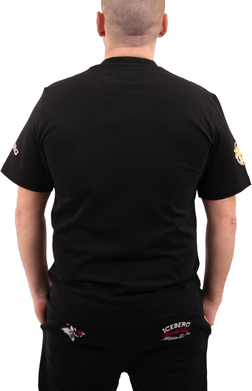 Iceberg Regular fit black cotton jersey T-shirt with Looney Tunes Zwart